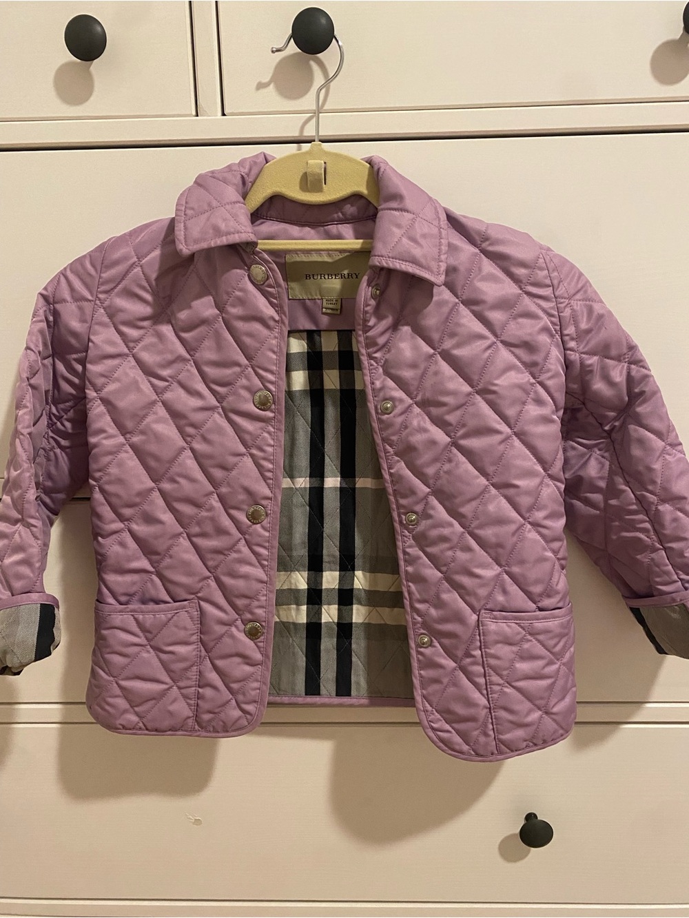 Burberry Kids Quilted Lilac Jacket